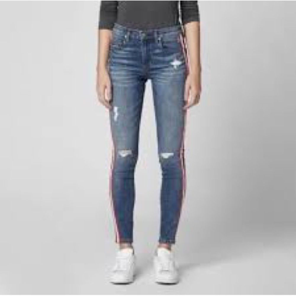 Blank NYC the rivington jig rise tapered Jean with red stripe